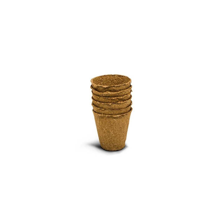 Macetas de cultivo redondas de fibra natural Ø6cm (6u) | EntreSemillas