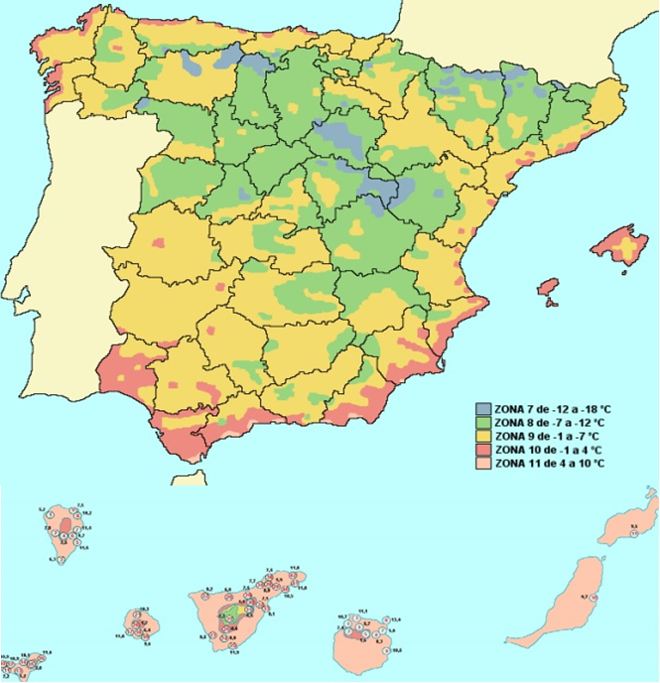 Mapa rusticidad España proteger plantas
