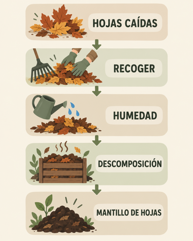 proceso de formacion de mantillo de hojas secas